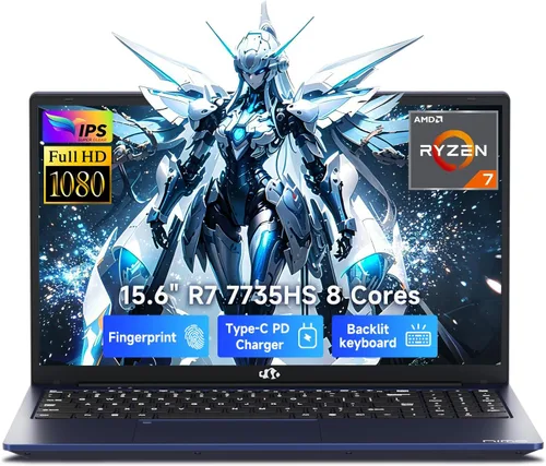 Miniatura 9 de NIMO Portátil para juegos, pantalla antirreflejo FHD IPS de 15.6", AMD R7 7735HS (hasta 4.75 GHz, Beat i7-12650H) computadora con 16 GB DDR5 RAM 256