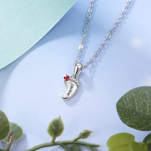 Miniatura 5 de Collar personalizado con nombre de pies de bebé para madre y mamá con 1 a 6 nombres, piedras natales, collar con colgante de pies de bebé