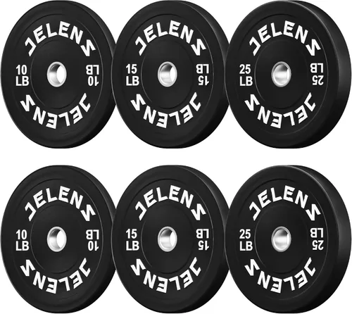 Miniatura 17 de Juego de Placas de Peso para Barra Olímpica JELENS, Juego de Pesos de Goma de 2 Pulgadas Negro/Colorido para Entrenamiento de Fuerza y Levantamiento