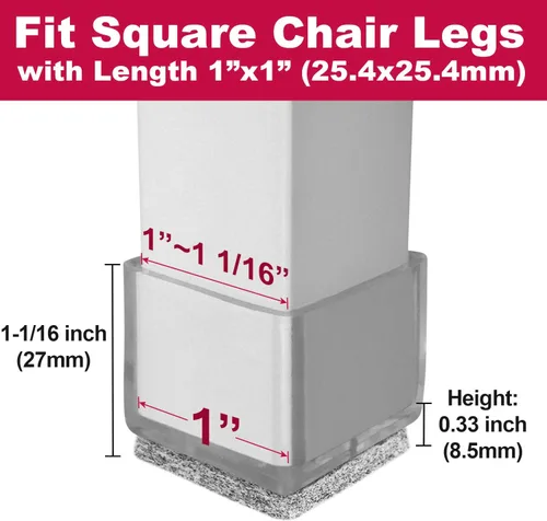 Miniatura 2 de Anwenk Protectores cuadrados de suelo para patas de silla de 1 x 1 pulgada con almohadillas de fieltro de 1 pulgada y 1 pulgada, protectores Paquete