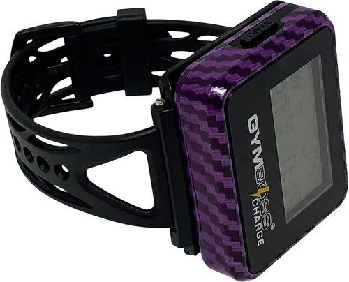Gymboss Temporizador de intervalo de carga y cronómetro y correa de reloj - Paquete Carbon Purple
