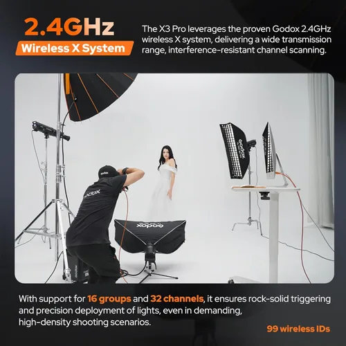 Miniatura 4 de GODOX X3 PRO X3PRO-C TTL - Disparador de flash de cámara inalámbrica, transmisor de flash de pantalla táctil inalámbrico de 2.4G, batería de litio