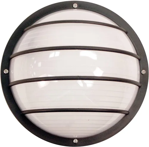 Solus Lámpara náutica para montaje en pared/techo para exteriores, color negro o blanco, compuesto redondo, difusor de policarbonato esmerilado y