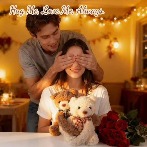 Miniatura 5 de Ositos de peluche que se abrazan, Dos ositos de peluche que se abrazan, animales de peluche para parejas, novias, niñas, niños con velcro
