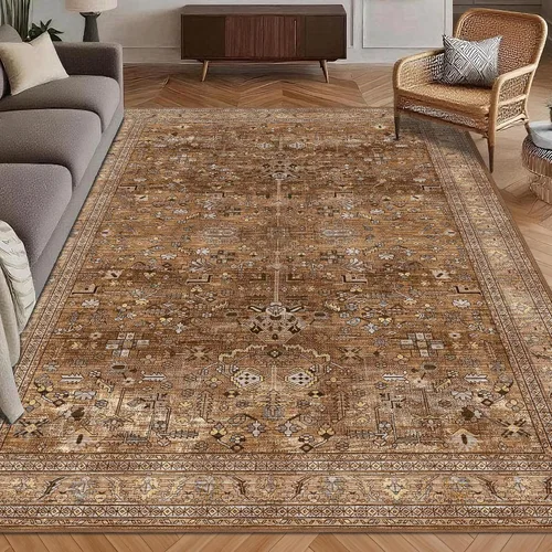 Miniatura 19 de Alfombra de Área Lavable 2'6'' x 8' Alfombra Persa Tradicional Vintage - Alfombra Plegable Desgastada Antideslizante Lavable a Máquina para Sala
