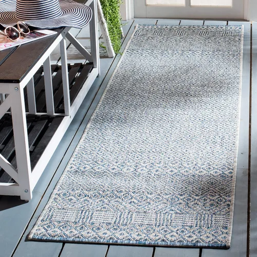 Miniatura 62 de SAFAVIEH Alfombra lavable al aire libre, colección Courtyard - 2'3" x 5', gris y negro, no desprende pelusa y fácil limpieza, ideal para patio