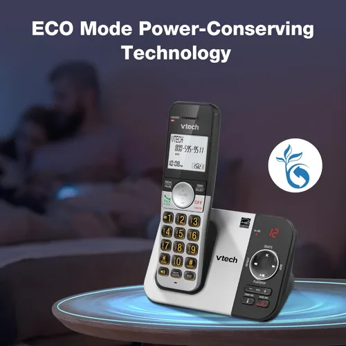 Miniatura 10 de VTech Teléfono inalámbrico de 3 auriculares con contestador, con pantalla grande y grandes botones de identificación de llamadas, altavoz