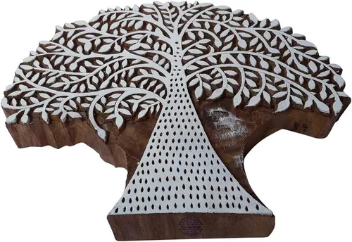 Miniatura 32 de Sello de madera de arcilla Patrón de árbol grande Bloque de impresión grande
