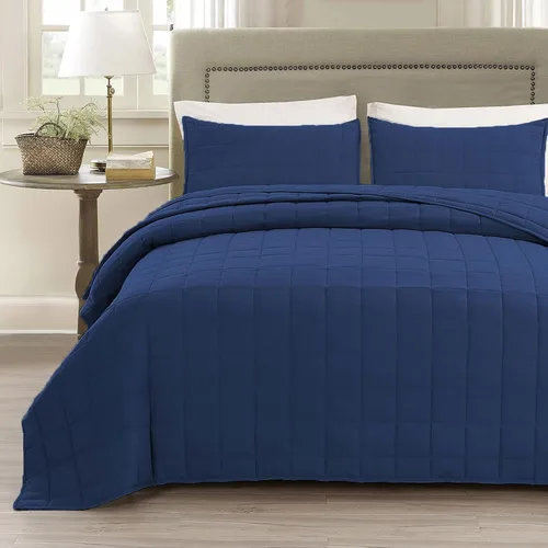 Miniatura 2 de EMME Colchas Juegos de Ropa de Cama Tamaño Queen Colcha Azul Marino, Juego de Cama Suave y Ligero Prelavado, Cubrecama de Microfibra Reversible