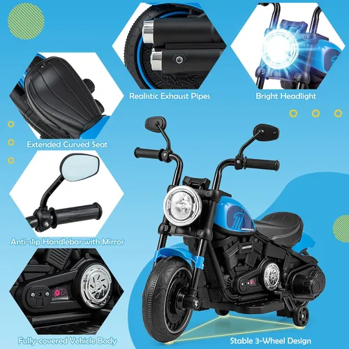 Miniatura 9 de Honey Joy Motocicleta de Montar, Motocicleta para Niños de 6 V con Luz LED, Música, Pedal de Pie, Adelante/Atrás, Arranque Suave, Motocicleta