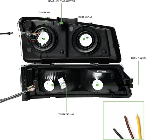 Miniatura 5 de Switchback - Barra de tubo LED secuencial, carcasa negra, faros delanteros de cristal con lámparas de parachoques de señal, reflector ámbar, 4