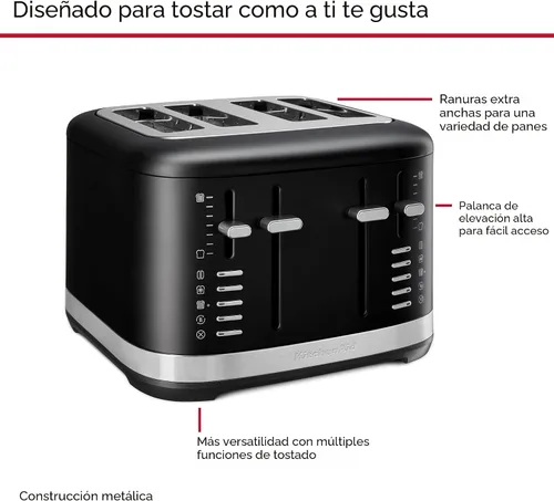 Miniatura 4 de Tostadora KitchenAid de 4 rebanadas, KMT4109BM, Negro Mate
