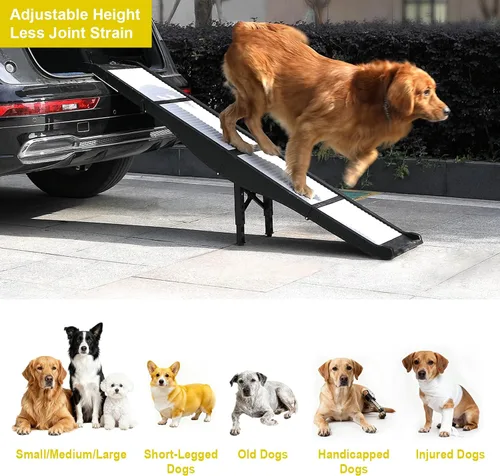 Miniatura 6 de Rampas de coche para perros, patas de apoyo de 8 alturas, 220 libras, antideslizantes, perros grandes Tamaño de mano para un fácil almacenamiento