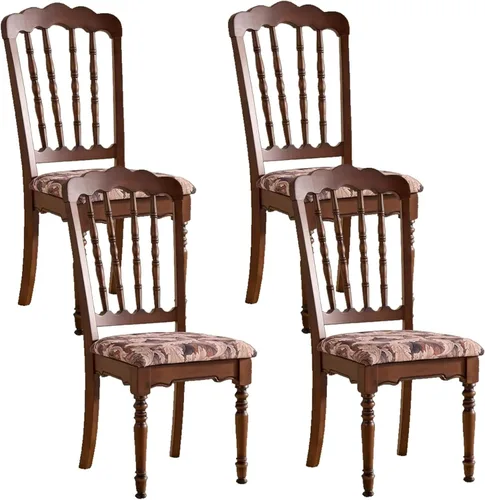 Miniatura 22 de Wooden Dining Chairs Set of 4 Upholstered Kitchen Chair with Slatted Backrest, Classic Armless Dining Chair for Restaurants/Kitchens(Leather Cushion