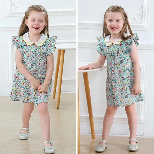 Miniatura 3 de Simplee kids Vestido azul claro para niñas Vestido de verano para niñas Vestido floral para niños pequeños Vestido de bebé azul