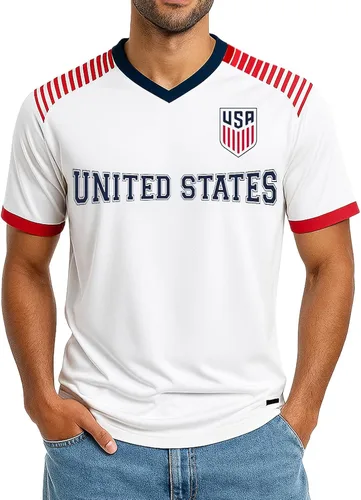 Miniatura 8 de Icon Sports Camiseta oficial del Día del Juego de la Federación de Fútbol de Estados Unidos, unisex para adultos Destacar Rojo
