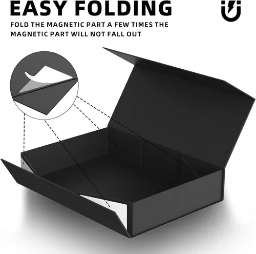 Miniatura 7 de MOZRRO Caja de regalo de 11.5 x 8.2 x 2.3 pulgadas, cajas de regalo para regalos de cierre magnético, cajas de regalo con tapas para regalos de Negro