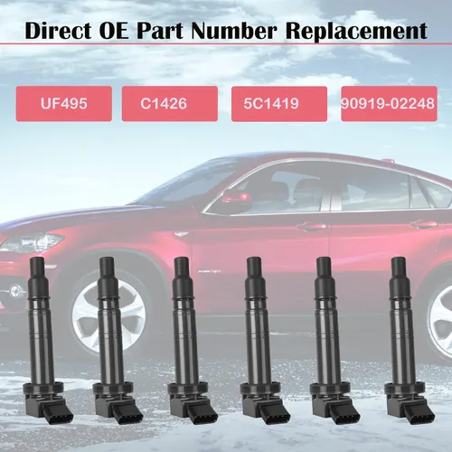 Miniatura 5 de Juego de 6 paquetes de bobinas de encendido Compatible con 4.0 V6 Toyota Tacoma 4Runner Tundra FJ Cruiser Scion xB 2005 2006 2007 2008 2009 2010