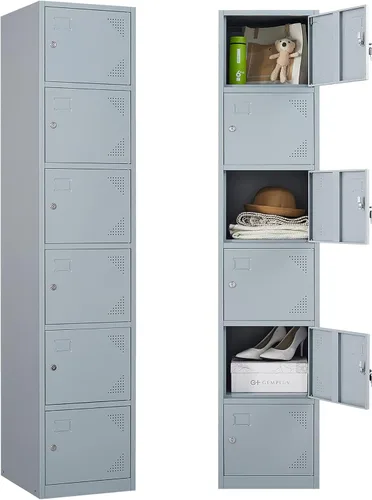 Miniatura 8 de Letaya Taquillas de metal para empleados, gabinete de almacenamiento de acero de 71 pulgadas con 4 puertas con cerradura para personal de oficina