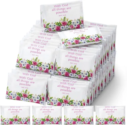 Miniatura 11 de Sinmoe Paquete de 60 pañuelos cristianos de viaje, con bolsillo de las Escrituras, versículo de la Biblia, mini servilleta facial, regalo inspirador