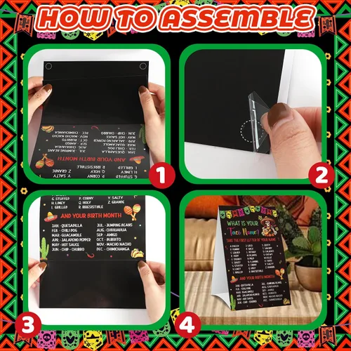 Miniatura 4 de COCHIE Juego de tacos para fiesta, familia, adultos, oficina, grupos grandes, con nombre de taco, decoración de fiesta mexicana con 36 calcomanías