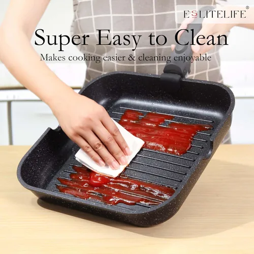 Miniatura 6 de ESLITE LIFE Sartén cuadrada grande de 11 pulgadas, compatible con inducción, sartén antiadherente con mango desmontable, sartén versátil