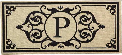 Miniatura 17 de Evergreen Flag Cambridge Monogram Letra A Burlap Sassafras Switch Mat 22" x 10