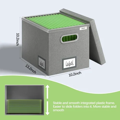 Miniatura 5 de Caja Organizadora de Archivos – Cajas de Archivos para Colgar Archivos con Tapa, Juego de 2 Carpetas Colgantes Decorativas Tamaño Carta Organizador