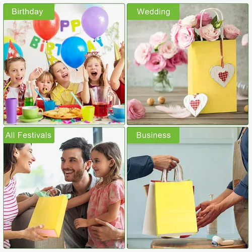 Miniatura 6 de SIMPLECOOL 25 bolsas de regalo de papel pequeñas con asas de 5.9 x 3.1 x 8.3 pulgadas, bolsas de regalo a granel para fiestas, cumpleaños, bodas
