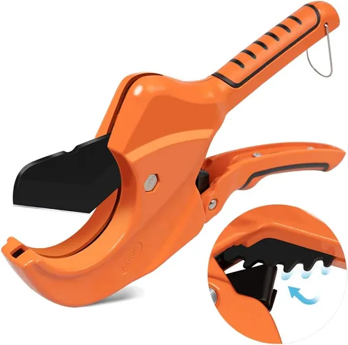 Miniatura 7 de AIRAJ - Cortador de tubos de PVC Corta hasta 1-3/4" (44 mm) Herramienta de corte de PVC con trinquete Cortador de tubos PEX Hoja de acero