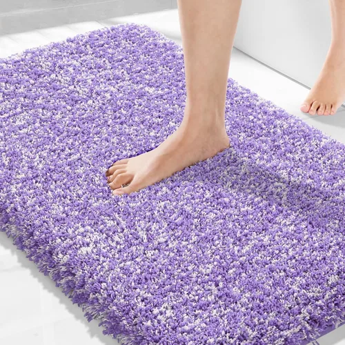 Miniatura 22 de Yimobra Alfombra de baño de felpa esponjosa, súper lanuda suave, cómoda, antideslizante, absorbente de agua, alfombra de baño de microfibra que se