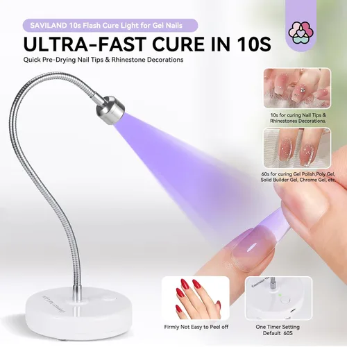 Miniatura 5 de SAVILAND Lámpara LED UV para uñas: Mini luz UV de 36 W para uñas de gel con soporte para cepillo de uñas, lámpara de uñas de gel y luz de curación