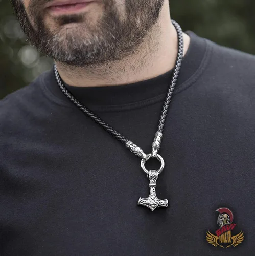 Miniatura 2 de BAVIPOWER Collar de cadena vikingo Fenrir con cabeza de lobo para hombres y mujeres, de acero inoxidable 316L, escandinavo escandinavo, auténtico