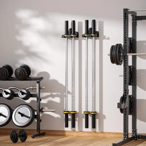 Miniatura 6 de JNIHEEP Colgador de Barra Olímpica, Estante de Barra de Gimnasio para Garaje, Estante de Montaje Vertical para Barras, Recubierto en Polvo Negro