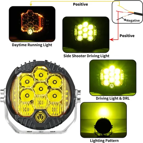 Miniatura 5 de Luz LED para todo terreno de 5 pulgadas, 50 W, color amarillo ámbar, luz de conducción, luz de trabajo redonda, combo de inundación para Wrangler
