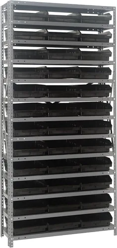 Miniatura 514 de Quantum QSBU-245BK Heavy Duty Shelving Unit with (7) Shelves and (24) QUS245 Black Bins for Garage Warehouse Storage Distribution 400 lb Load