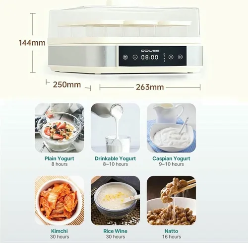 Miniatura 7 de Máquina automática para hacer yogur, fermentador de yogur eléctrico digital con control de temperatura y tiempo, máquina fermentadora de masa Natto