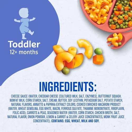 Miniatura 8 de Gerber Hora de Comer para Niños Pequeños Macarrones y Queso con Acompañamiento de Guisantes y Zanahorias Sazonados, 6.6 Onzas (Paquete de 8)