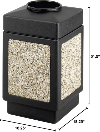 Miniatura 41 de Safco Products Canmeleon - bote de basura para interiores y exteriores, con tapa abierta, color negro, cinco paneles acanalados, capacidad de 30