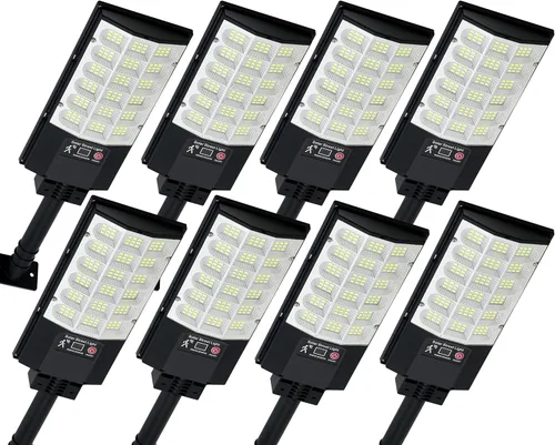 Miniatura 8 de Luces solares de calle para exteriores, luces solares impermeables con sensor de movimiento y control remoto, luz de inundación de 6500K