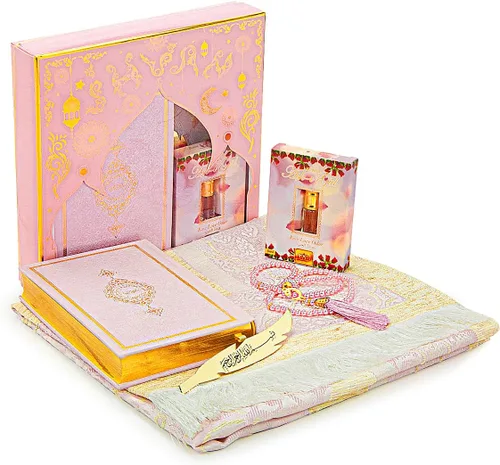 Miniatura 10 de ihvan online Juego de regalo de oración para hombres y mujeres, alfombra de oración musulmana, tapete de salah, cuentas Taasbih, Sagrado Corán