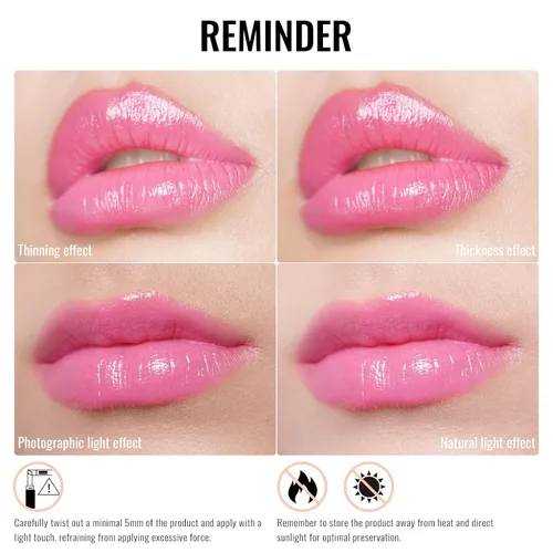 Miniatura 6 de Oulac Lápiz Labial Rosa Hidratante con Brillo - Lápiz Labial Hidratante Bálsamo Labial Tintado Brillante, Acabado Brillante Transparente Jugoso
