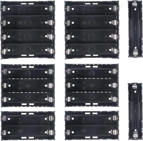 Miniatura 9 de DORHEA 18650 Soporte para batería con pasadores, 14 piezas, 1 ranura x 3.7 V, caja de almacenamiento de batería de plástico negro, caja de clip