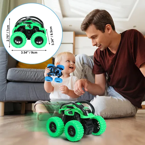 Miniatura 7 de Paquete de 2 Juguetes de Coches para Niño Niña de 3 4 5 6 Años, Juguetes de Coches de Empujar y Avanzar para Niños Pequeños de 3-6 Años, Camiones