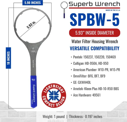 Miniatura 5 de Superb Wrench SPBW-5 Llave para carcasa de filtro de agua de metal resistente (5.93 pulgadas de diámetro interior)