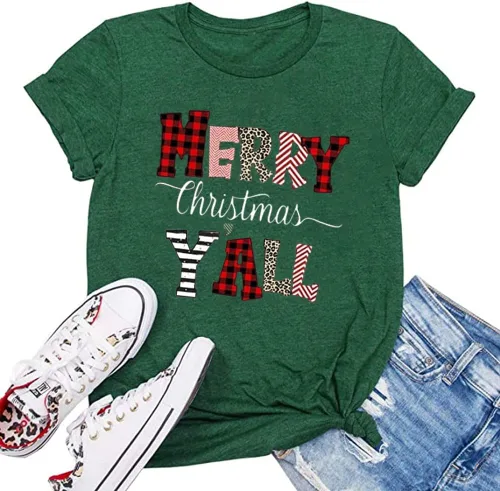 Miniatura 10 de Camisa de Navidad para mujer, manga raglán, con gráficos, para festivales de Navidad, lindas camisetas de moda para vacaciones, casual, regalo