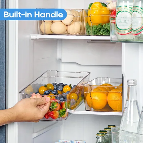Miniatura 4 de JollyPack Paquete de 8 cubos de almacenamiento de plástico transparente, organizadores de despensa y almacenamiento con asas, contenedores