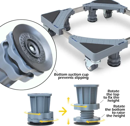Miniatura 4 de MaxWorks Dolly ajustable para muebles con 4 ruedas de doble bloqueo, soporte base universal para lavadora, transportador de electrodomésticos