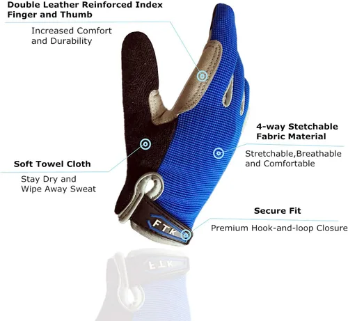 Miniatura 3 de FINGER TEN Guantes de ciclismo para niños y niñas y jóvenes, par de dedos completos, ciclismo de motocross, pantalla táctil, bicicleta de montaña