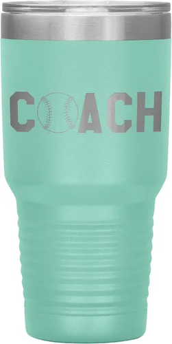 Miniatura 15 de Vaso de entrenador de béisbol, regalo de entrenador de béisbol, 30 onzas, con aislamiento, grabado de acero inoxidable, color negro